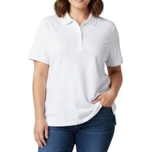 Lane Bryant White Polo Shirt Sz 4XL Pretty & Perfect Cotton Minimalist Basic NWT